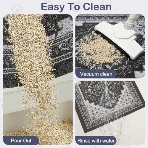 Glittme Cat Litter Mat with Non-Slip Bottom Litter Box Mat 40"X30" Litter - Image 3