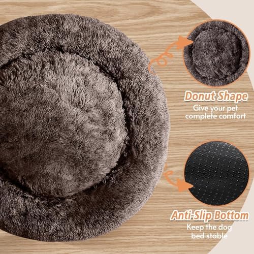 JOLLYVOGUE Calming Dog Bed Medium Size Dog, 31in Donut Washable Medium Pet Bed - Image 3