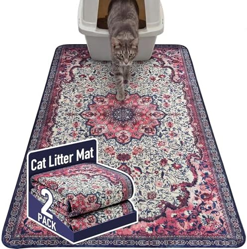 Hompet Cat Litter Mat 2 Pack, 36x60 Large Machine Washable Trapping Mats by Hompet
