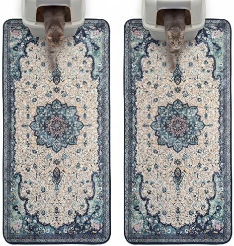 Hompet Cat Litter Mat 2 Pack, 28.5x60 Large Machine Washable Trapping Mats by Hompet