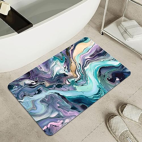 Bath Mat Rug, Cool colors abstract marble Non Slip Quick Dry Super Absorbent - Image 4