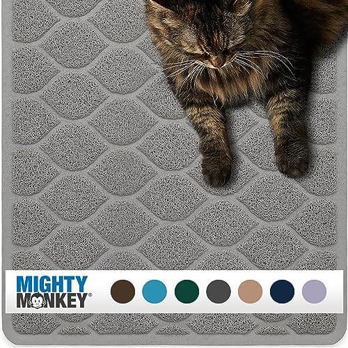 MIGHTY MONKEY Waterproof Cat Litter Box Mat, BPA Free, 35x23 Slate Gray by MightyMonkey