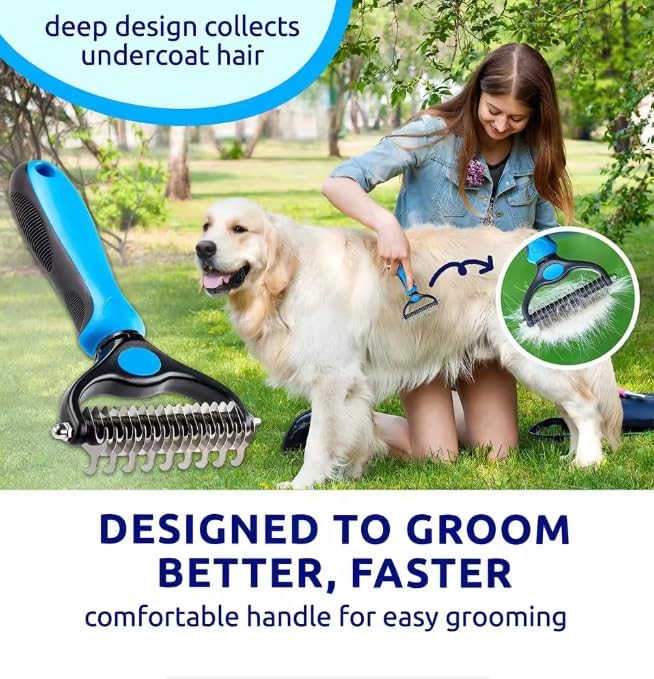 2-in-1 Pet Dematting Comb & Undercoat Rake – Professional Dog Deshedding Brush - Image 4