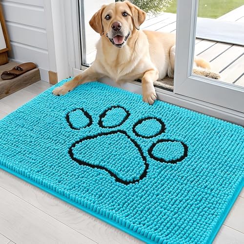 OLANLY Dog Door Mat for Muddy Paws 36x24, Paw Print Design Chenille Mud Mat by OLANLY