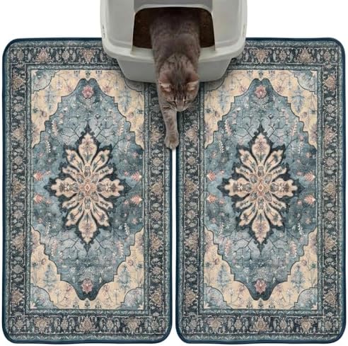 Hompet Cat Litter Mat 2 Pack, 18x28 Machine Washable Trapping Mats by Hompet