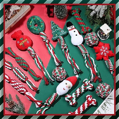 24 Pcs Christmas Dog Rope Toys Puppy Chew Teething, Funny Style - Image 3