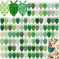 [Hemmed] 100 Pcs St. Patrick's Day Dog Bandanas Bulk Shamrock Pet Scarves Lucky Adjustable Bibs for X-M-L Dogs Washable Holiday Puppy Kerchief for Groomers Shelters by Unknown