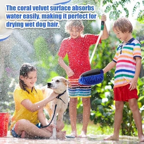 Teenyyou 2 Pcs Dog Towel Chenille Microfiber Pet Grooming Gloves - Image 5
