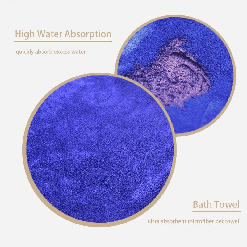 Dog Towel Microfiber, Super Absorbent Quick Dry Pet Wrap Blue XL - Image 4