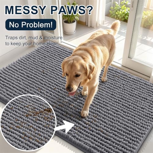 Smiry Dog Door Mat for Muddy Paws 24x16, Ultra Absorbent Chenille Doormat - Image 5