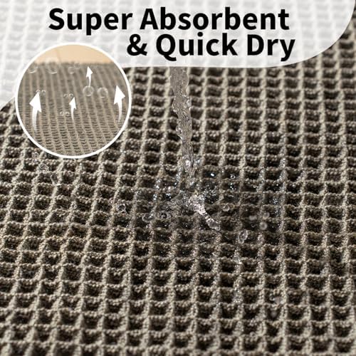 Long Bath Mat, Waffle Bathroom Runner Rug Non Slip Washable, 24 x 60 - Image 6