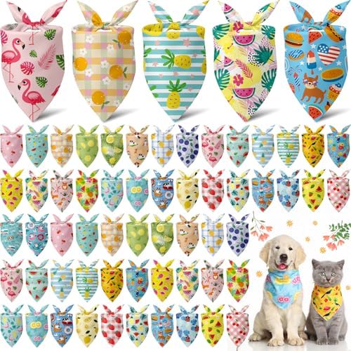 60 Pcs Dog Bandanas Summer Fruit Dog Bandanas Bulk Adjustable Pet Bibs Triangle Scarf Cat Costume for Small to Large Pet (Fruit Pattern, Medium) by Sanwuta