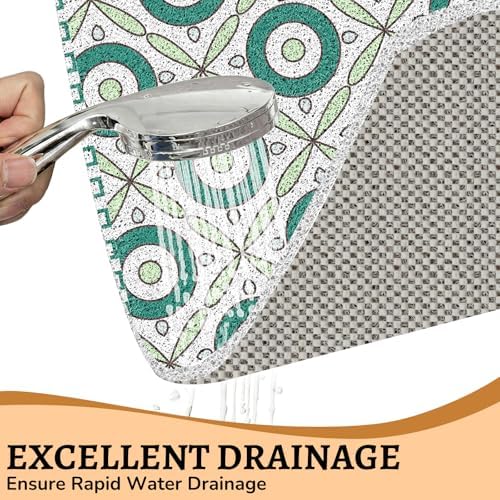 Square Shower Stall Mat Non Slip, 31x31 Inch Extra Large Loofah Shower Mats - Image 2