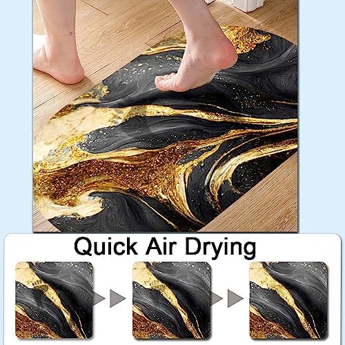 Black Grey Gold Marble Texture Super Absorbent Quick-Drying Bathroom Mat Rug - Image 5