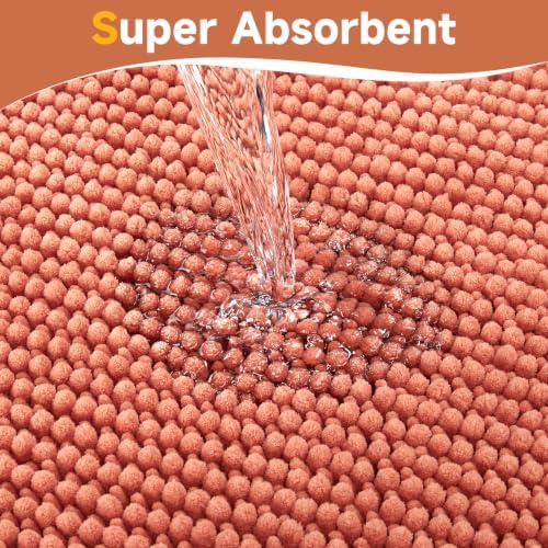 Ophanie Orange Toilet Rugs U-Shaped 24x20, Soft Chenille Contour Bath Mat - Image 5