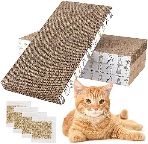 PatiencET Cat Scratching Board 4 Pack, Cardboard Cat Scratcher by patiencET