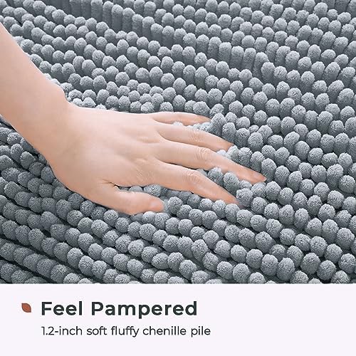 FRESHMINT Chenille Bathroom Rugs Non-Slip Bath Mat 24"x17", Washable Soft - Image 3