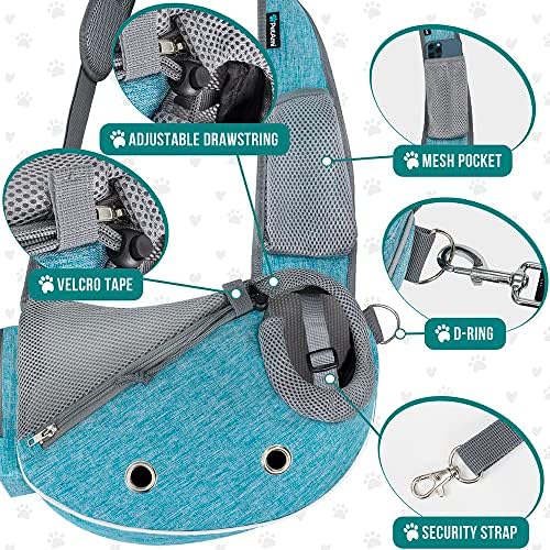 PetAmi Small Dog Sling Carrier, Puppy Cat Hands-Free Purse, 10 lb, Sea Blue - Image 3