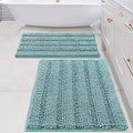 H.VERSAILTEX Bathroom Rugs Bath Mats Sets Super Absorbent Chenille Striped Bath by HVERSAILTEX