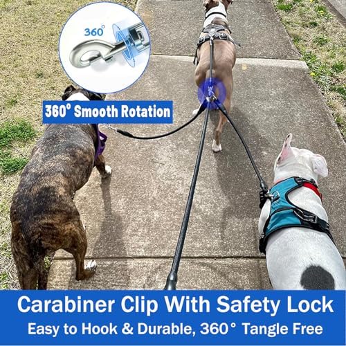 Heavy Duty 3 Dog Leash for Large Dogs No Tangle Detachable 360° Swivel Device - Image 4