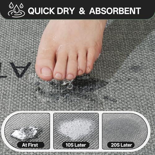 Bath Mat Non Slip, Quick Dry Bathroom Rug Under Door - Image 5