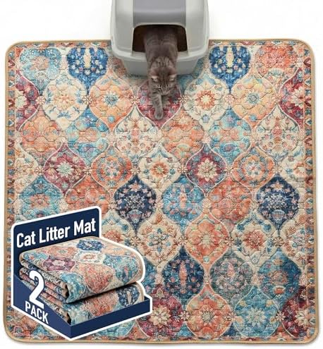 Hompet Cat Litter Mat 2 Pack, 54x54 Large Machine Washable Trapping Mats by Hompet