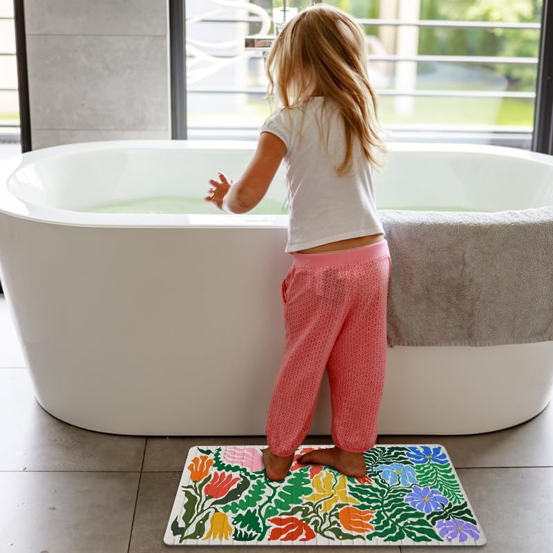 Plant Bathtub Mat Non Slip for Kids 27x16in Botanical Anti Slip Bath Mat for - Image 6