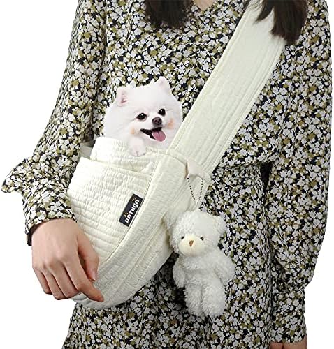 NATUYA Small Dog Cat Carrier Sling, Adjustable Canvas Pet Puppy Pouch by NATUYA