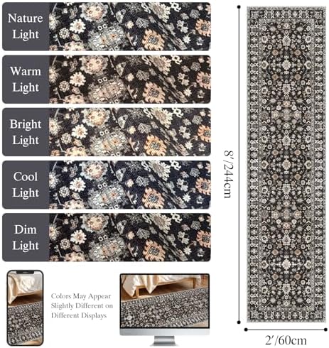 2x8 Runner Rug for Hallway, Washable Non Slip Kitchen Rugs - Image 2
