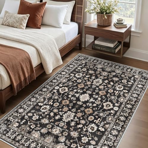 3x4 Rug for Office Washable Non Slip Small Runner for Entryway Black - Image 3