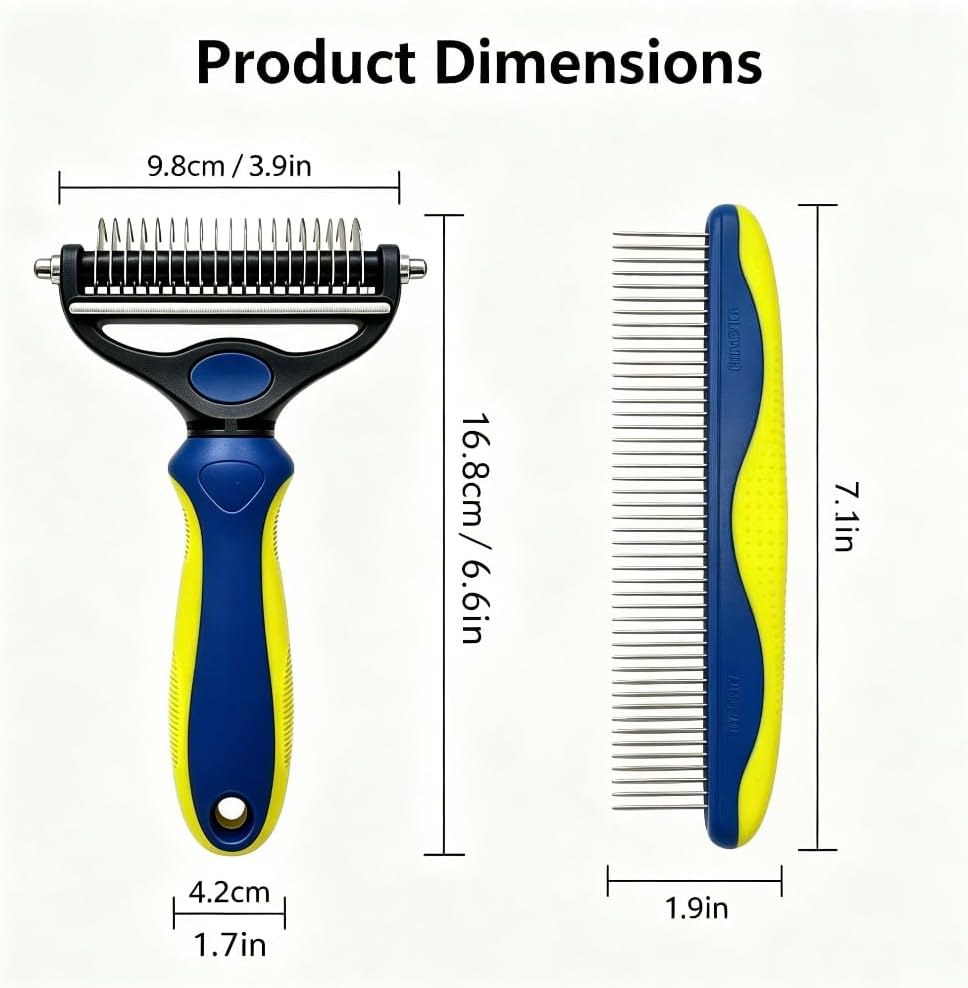 3-in-1 Pet Grooming Tool, Dematting Comb& Undercoat Rake - Image 7